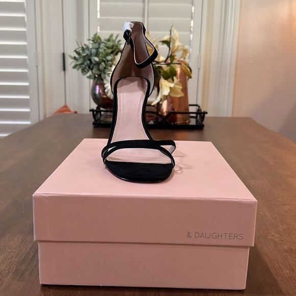 AD & Daughters Celina Black Suede Ankle Strap Heels 4” Elegant Sandals Sz 10 NIB - Picture 3 of 6